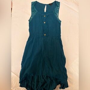 High-low hem teal party dress